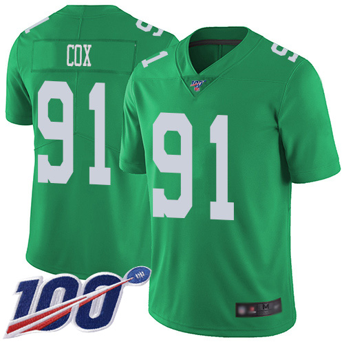 Eagles #91 Fletcher Cox Green Men's Stitched Football Limited Rush 100th Season Jersey