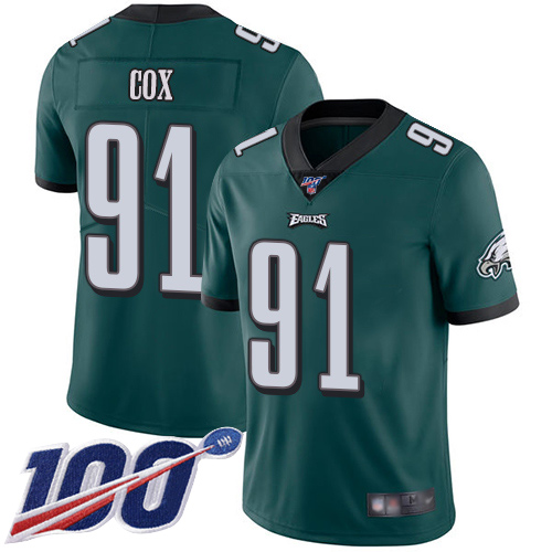 Eagles #91 Fletcher Cox Midnight Green Team Color Men's Stitched Football 100th Season Vapor Limited Jersey