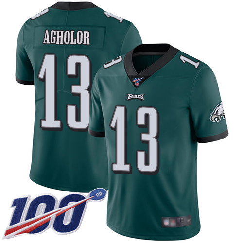Eagles #13 Nelson Agholor Midnight Green Team Color Men's Stitched Football 100th Season Vapor Limited Jersey