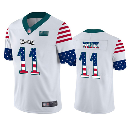 Eagles #11 Carson Wentz White Men's Stitched Football Limited Independence Day Jersey