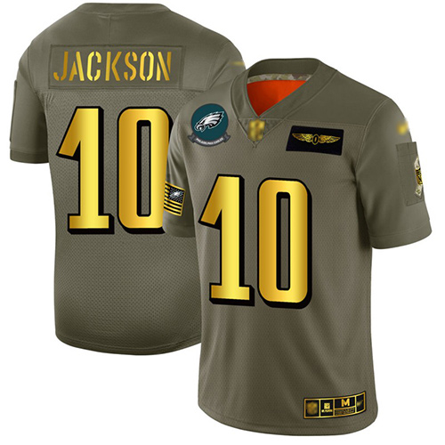 Eagles #10 DeSean Jackson Camo/Gold Men's Stitched Football Limited 2019 Salute To Service Jersey