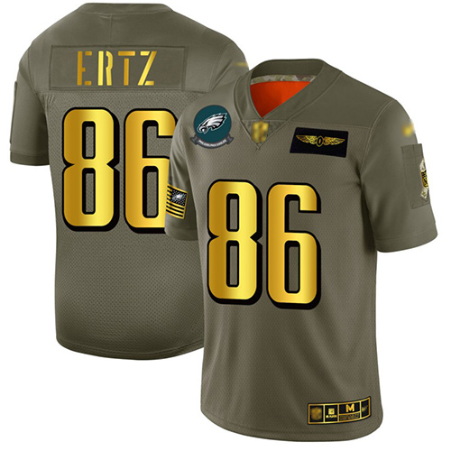 Eagles #86 Zach Ertz Camo/Gold Men's Stitched Football Limited 2019 Salute To Service Jersey