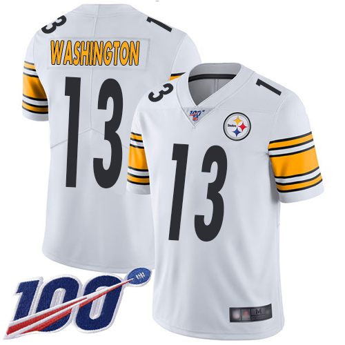 Steelers #13 James Washington White Men's Stitched Football 100th Season Vapor Limited Jersey