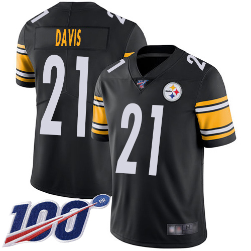 Steelers #21 Sean Davis Black Team Color Men's Stitched Football 100th Season Vapor Limited Jersey