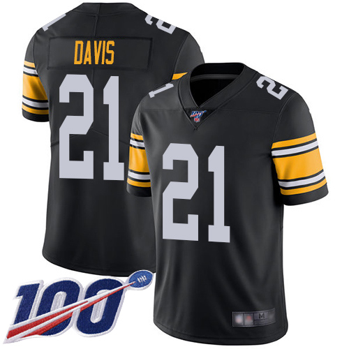 Steelers #21 Sean Davis Black Alternate Men's Stitched Football 100th Season Vapor Limited Jersey