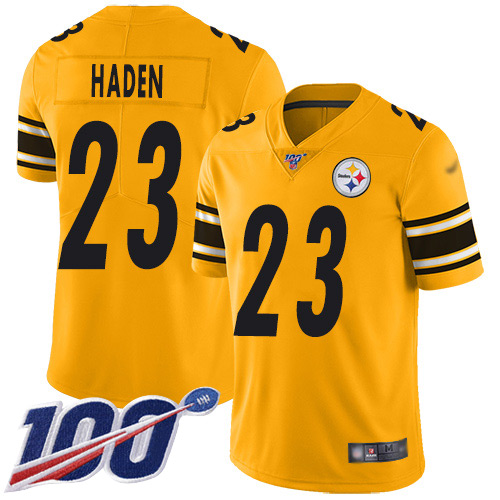 Steelers #23 Joe Haden Gold Men's Stitched Football Limited Inverted Legend 100th Season Jersey