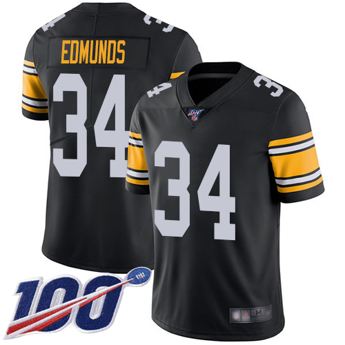 Steelers #34 Terrell Edmunds Black Alternate Men's Stitched Football 100th Season Vapor Limited Jersey