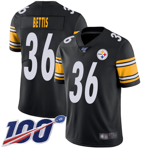 Steelers #36 Jerome Bettis Black Team Color Men's Stitched Football 100th Season Vapor Limited Jersey