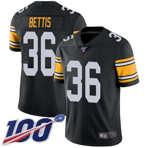 Steelers #36 Jerome Bettis Black Alternate Men's Stitched Football 100th Season Vapor Limited Jersey