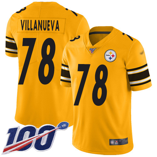 Steelers #78 Alejandro Villanueva Gold Men's Stitched Football Limited Inverted Legend 100th Season Jersey