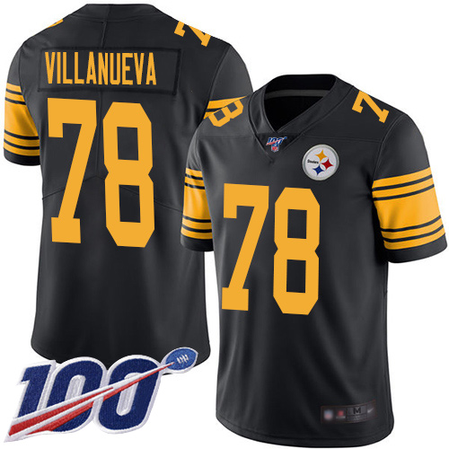 Steelers #78 Alejandro Villanueva Black Men's Stitched Football Limited Rush 100th Season Jersey