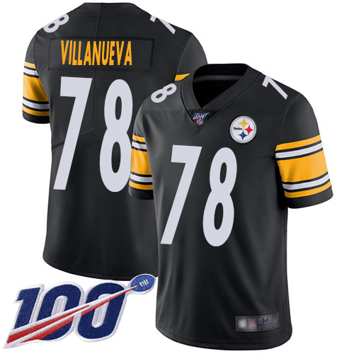 Steelers #78 Alejandro Villanueva Black Team Color Men's Stitched Football 100th Season Vapor Limited Jersey