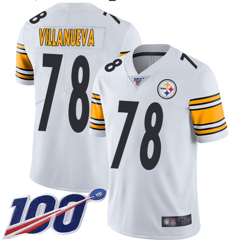 Steelers #78 Alejandro Villanueva White Men's Stitched Football 100th Season Vapor Limited Jersey