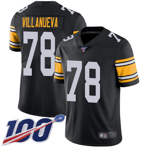 Steelers #78 Alejandro Villanueva Black Alternate Men's Stitched Football 100th Season Vapor Limited Jersey