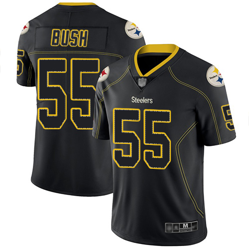 Steelers #55 Devin Bush Lights Out Black Men's Stitched Football Limited Rush Jersey