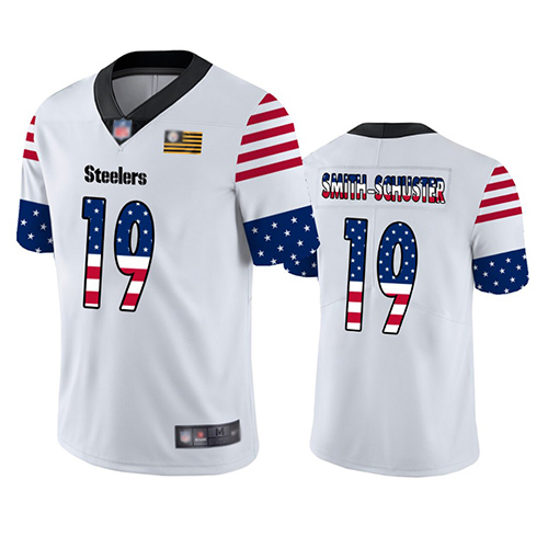 Steelers #19 JuJu Smith-Schuster White Men's Stitched Football Limited Independence Day Jersey