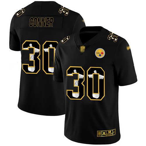 Steelers #30 James Conner Black Men's Stitched Football Limited Jesus Faith Jersey