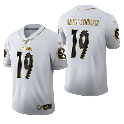 Steelers #19 JuJu Smith-Schuster White Men's Stitched Football Limited Golden Edition Jersey