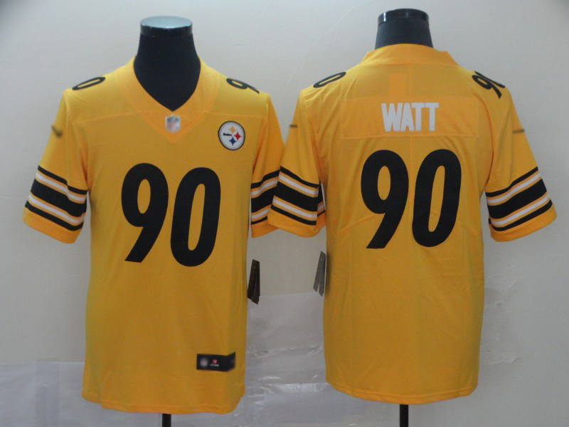 Steelers #90 T. J. Watt Gold Men's Stitched Football Limited Inverted Legend Jersey