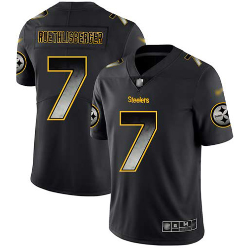 Steelers #7 Ben Roethlisberger Black Men's Stitched Football Vapor Untouchable Limited Smoke Fashion Jersey