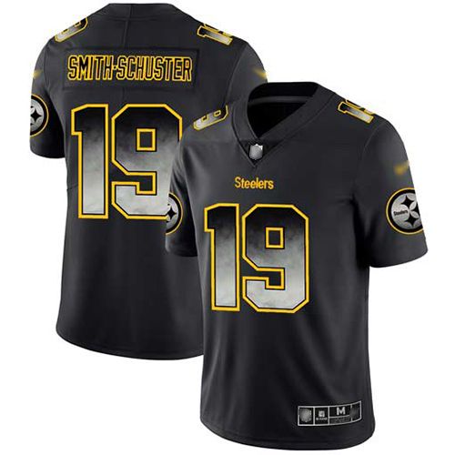 Steelers #19 JuJu Smith-Schuster Black Men's Stitched Football Vapor Untouchable Limited Smoke Fashion Jersey