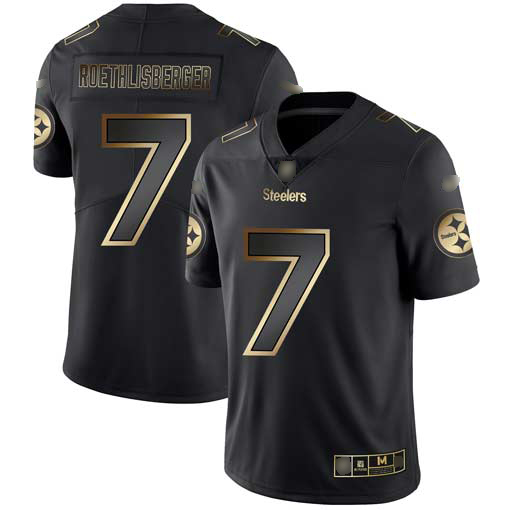 Steelers #7 Ben Roethlisberger Black/Gold Men's Stitched Football Vapor Untouchable Limited Jersey
