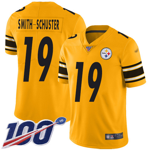 Steelers #19 JuJu Smith-Schuster Gold Men's Stitched Football Limited Inverted Legend 100th Season Jersey