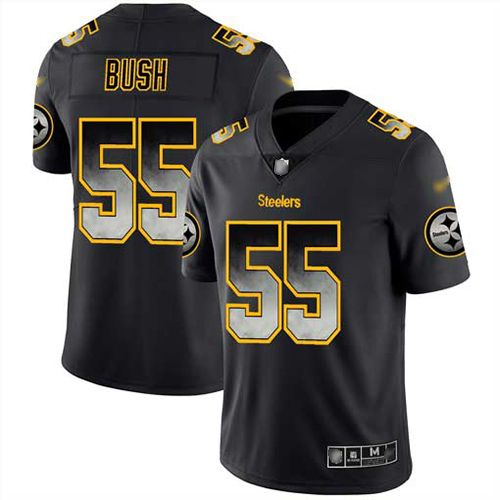 Steelers #55 Devin Bush Black Men's Stitched Football Vapor Untouchable Limited Smoke Fashion Jersey