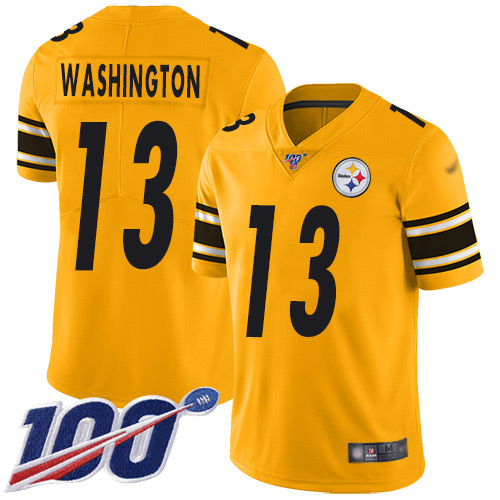 Steelers #13 James Washington Gold Men's Stitched Football Limited Inverted Legend 100th Season Jersey