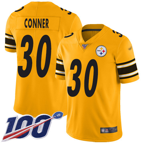Steelers #30 James Conner Gold Men's Stitched Football Limited Inverted Legend 100th Season Jersey