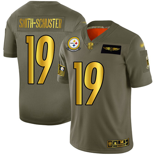 Steelers #19 JuJu Smith-Schuster Camo/Gold Men's Stitched Football Limited 2019 Salute To Service Jersey
