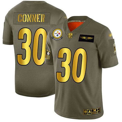 Steelers #30 James Conner Camo/Gold Men's Stitched Football Limited 2019 Salute To Service Jersey