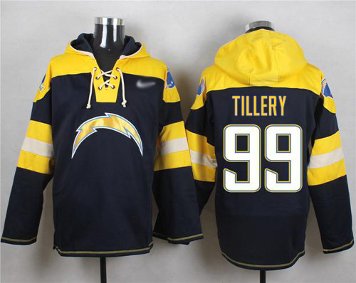 Chargers #99 Jerry Tillery Navy Blue Player Pullover Hoodie