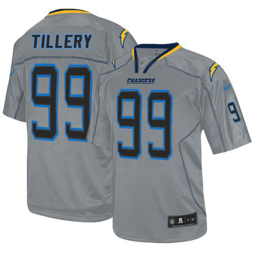 Chargers #99 Jerry Tillery Lights Out Grey Men's Stitched Football Elite Jersey