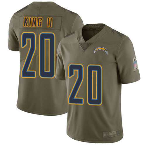 Chargers #20 Desmond King II Olive Men's Stitched Football Limited 2017 Salute To Service Jersey