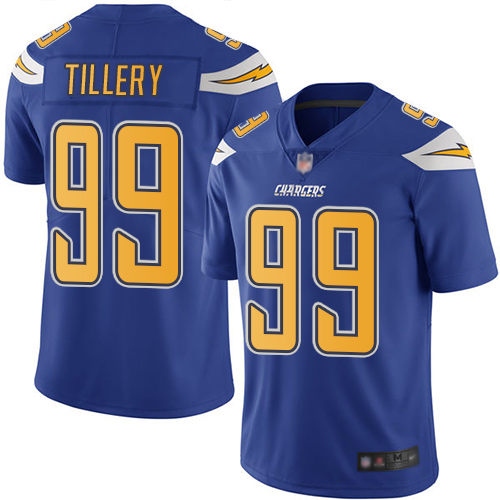 Nike Chargers #99 Jerry Tillery Electric Blue Men's Stitched NFL Limited Rush Jersey