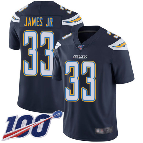 Chargers #33 Derwin James Jr Navy Blue Team Color Men's Stitched Football 100th Season Vapor Limited Jersey