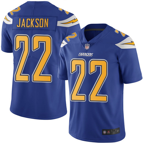 Chargers #22 Justin Jackson Electric Blue Men's Stitched Football Limited Rush Jersey