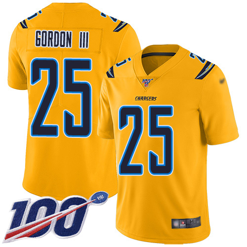 Chargers #25 Melvin Gordon III Gold Men's Stitched Football Limited Inverted Legend 100th Season Jersey