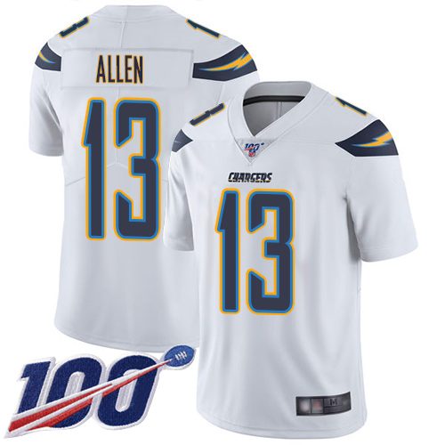 Chargers #13 Keenan Allen White Men's Stitched Football 100th Season Vapor Limited Jersey