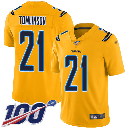 Chargers #21 LaDainian Tomlinson Gold Men's Stitched Football Limited Inverted Legend 100th Season Jersey