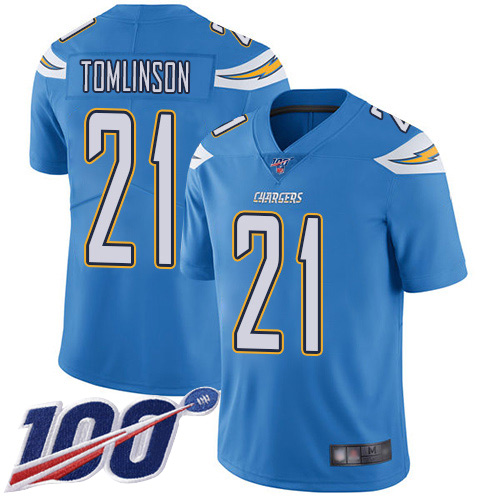 Chargers #21 LaDainian Tomlinson Electric Blue Alternate Men's Stitched Football 100th Season Vapor Limited Jersey