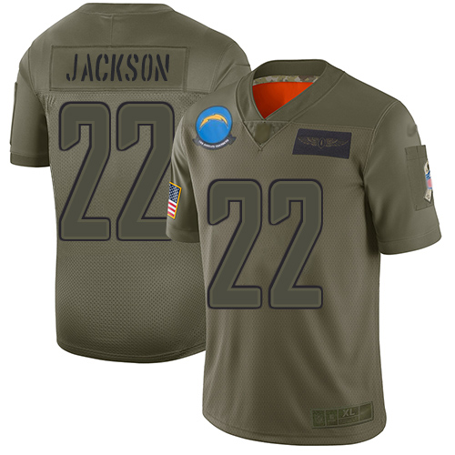 Chargers #22 Justin Jackson Camo Men's Stitched Football Limited 2019 Salute To Service Jersey