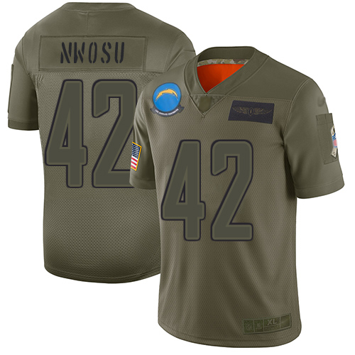 Chargers #42 Uchenna Nwosu Camo Men's Stitched Football Limited 2019 Salute To Service Jersey