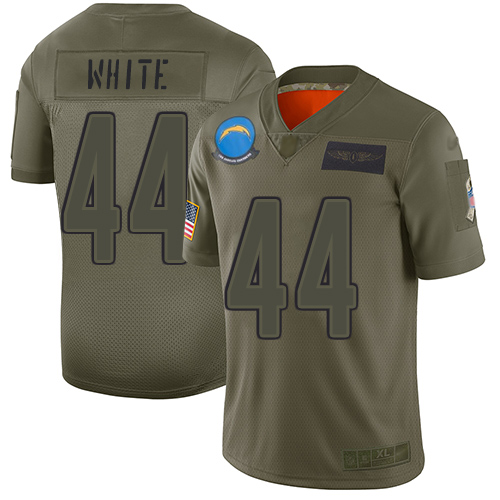 Chargers #44 Kyzir White Camo Men's Stitched Football Limited 2019 Salute To Service Jersey