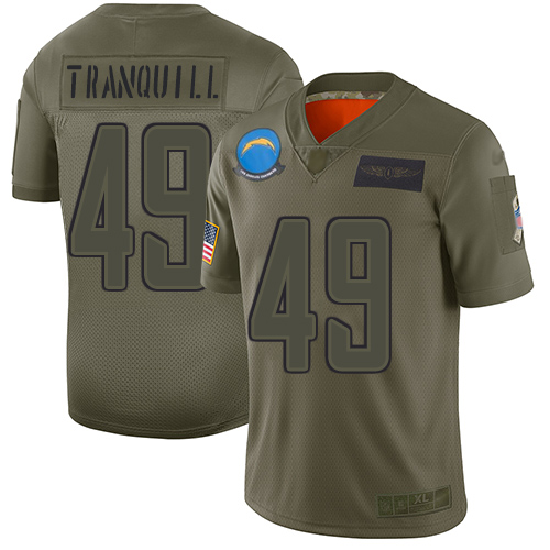 Chargers #49 Drue Tranquill Camo Men's Stitched Football Limited 2019 Salute To Service Jersey