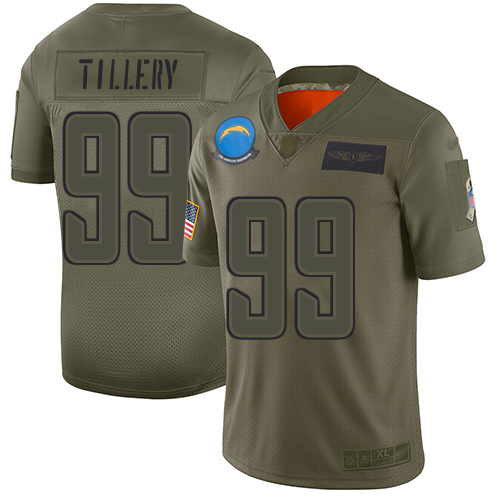 Chargers #99 Jerry Tillery Camo Men's Stitched Football Limited 2019 Salute To Service Jersey