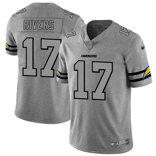 Chargers #17 Philip Rivers Gray Men's Stitched Football Limited Team Logo Gridiron Jersey