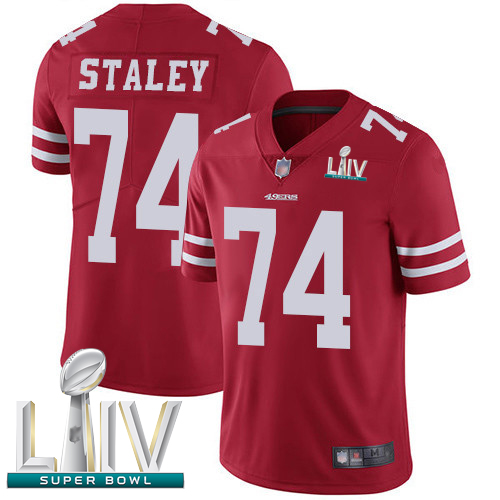 49ers #74 Joe Staley Red Team Color Super Bowl LIV Bound Men's Stitched Football Vapor Untouchable Limited Jersey