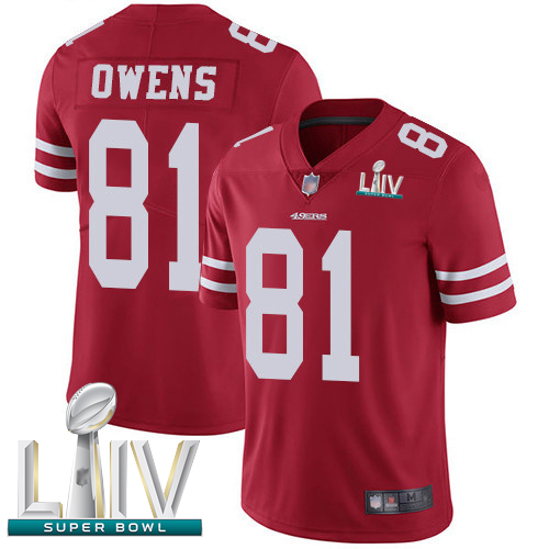 49ers #81 Terrell Owens Red Team Color Super Bowl LIV Bound Men's Stitched Football Vapor Untouchable Limited Jersey